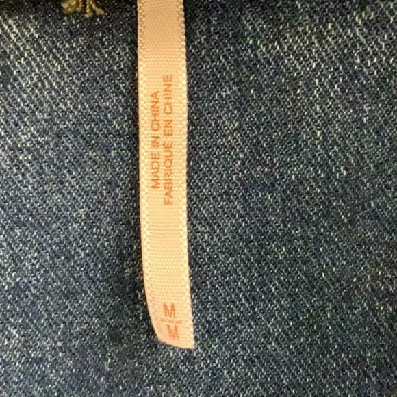 Free People Distressed Jean Jacket with Contrasting Sleeves & (Detachable) Hood - Picture 8 of 11